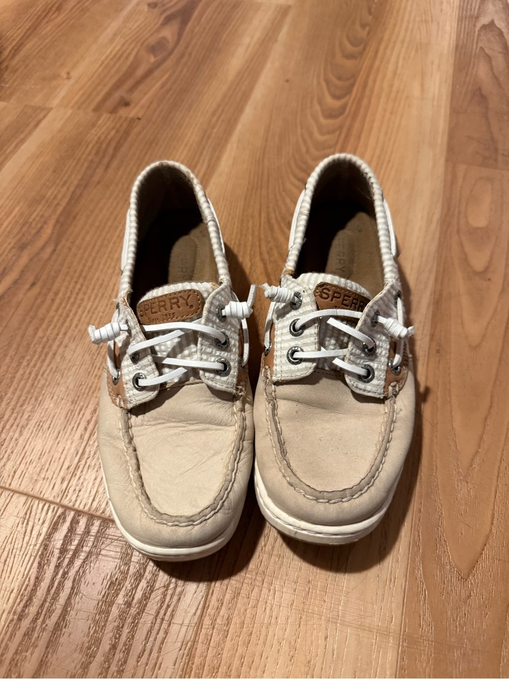 Sperry Kids Tan & White Boat Shoes